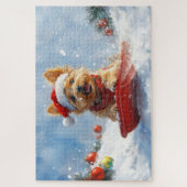 Australian Terrier in Sledge Let it Snow Christmas Puzzle (Vertikal)