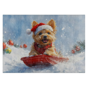 Australian Terrier in Sledge Let it Snow Christmas Schneidebrett