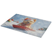 Australian Terrier in Sledge Let it Snow Christmas Schneidebrett (Ecke)