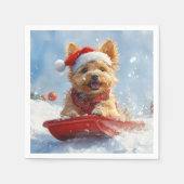 Australian Terrier in Sledge Let it Snow Christmas Serviette (Vorderseite)