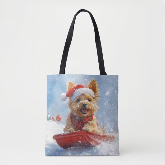 Australian Terrier in Sledge Let it Snow Christmas Tasche (Vorderseite)