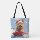 Australian Terrier in Sledge Let it Snow Christmas Tasche (Rückseite)