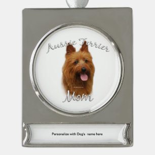 Australian Terrier Mama 2 Banner-Ornament Silber