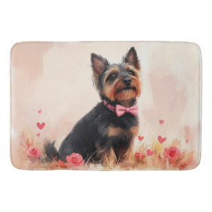 Australian Terrier mit Rosen - Valentinstag Badematte