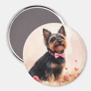 Australian Terrier mit Rosen - Valentinstag Magnet