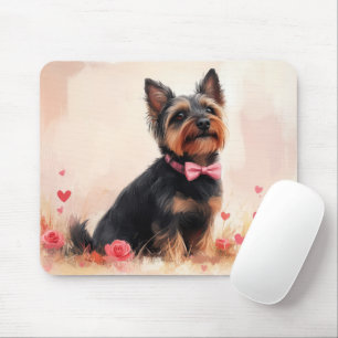 Australian Terrier mit Rosen - Valentinstag Mousepad