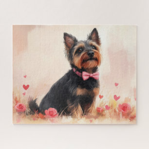 Australian Terrier mit Rosen - Valentinstag Puzzle