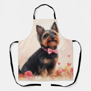 Australian Terrier mit Rosen - Valentinstag Schürze