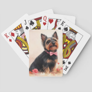 Australian Terrier mit Rosen - Valentinstag Spielkarten