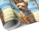 Australian Terrier On Beach Hundeliebhaber Sommerg Geschenkpapier (Rolleneckpunkt)