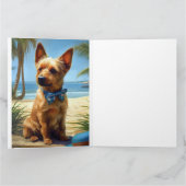 Australian Terrier On Beach Hundeliebhaber Sommerg Karte (Innenseite)