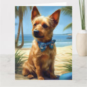Australian Terrier On Beach Hundeliebhaber Sommerg Karte (Vorderseite)