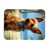 Australian Terrier On Beach Hundeliebhaber Sommerg Magnet (Horizontal)