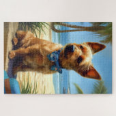 Australian Terrier On Beach Hundeliebhaber Sommerg Puzzle (Horizontal)