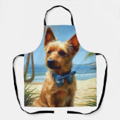 Australian Terrier On Beach Hundeliebhaber Sommerg Schürze (Vorderseite)