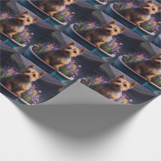 Australian Terrier on Paddle: Ein Landschaftliches Geschenkpapier (Ecke)