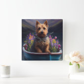 Australian Terrier on Paddle: Ein Landschaftliches Quadratische Wanduhr (Zuhause)