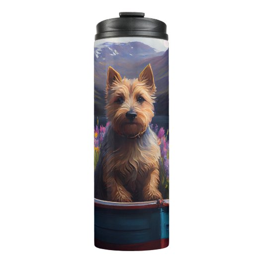 Australian Terrier on Paddle: Ein Landschaftliches Thermosbecher (Vorderseite)