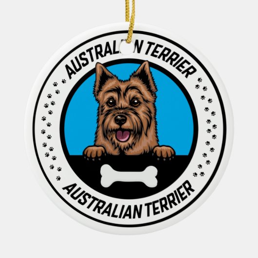 Australian Terrier Peeking Illustration Abzeichen Keramik Ornament (Vorne)