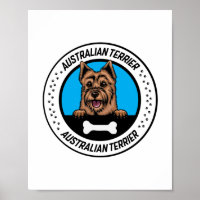 Australian Terrier Peeking Illustration Abzeichen