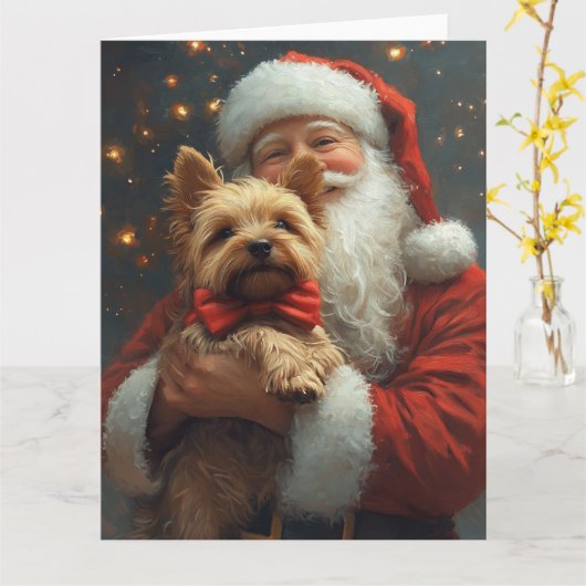 Australian Terrier Santa Claus Weihnachten Karte (Gelbe Blume)