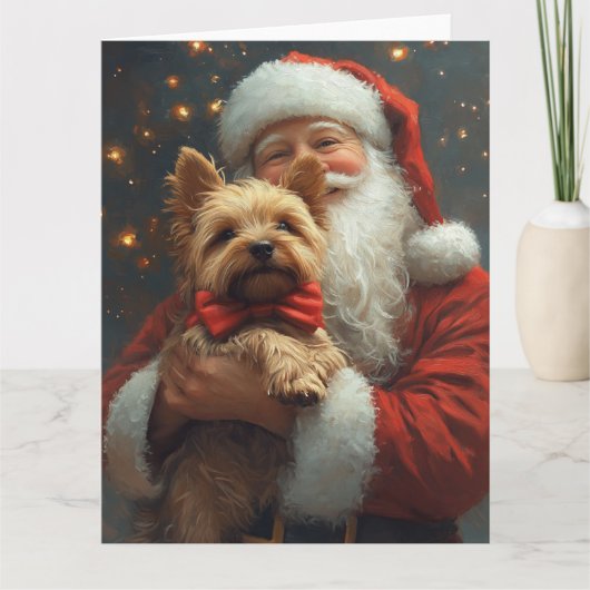 Australian Terrier Santa Claus Weihnachten Karte (Vorderseite)