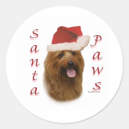 Australian Terrier Santa Paws Runder Aufkleber (Vorderseite)