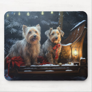 Australian Terrier Snowy Schlitten Weihnachtsdekor Mousepad