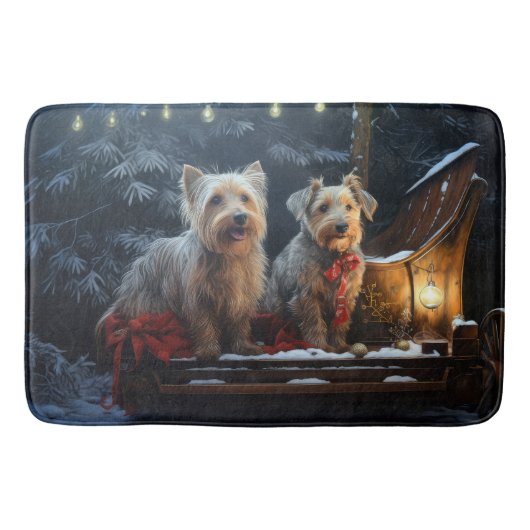 Australian Terrier Snowy Sleigh Weihnachtsdekor Badematte (Vorderseite)