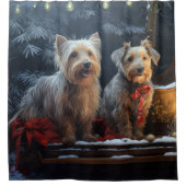 Australian Terrier Snowy Sleigh Weihnachtsdekor Duschvorhang (Vorderseite)
