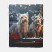 Australian Terrier Snowy Sleigh Weihnachtsdekor Fleecedecke (Vorderseite)