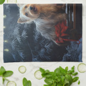 Australian Terrier Snowy Sleigh Weihnachtsdekor Geschirrtuch (Gefaltet)