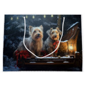 Australian Terrier Snowy Sleigh Weihnachtsdekor Große Geschenktüte (Vorderseite)