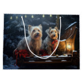 Australian Terrier Snowy Sleigh Weihnachtsdekor Große Geschenktüte (Rückseite)