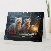 Australian Terrier Snowy Sleigh Weihnachtsdekor Karte (Vorderseite)