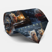 Australian Terrier Snowy Sleigh Weihnachtsdekor Krawatte (Gerollt)
