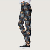 Australian Terrier Snowy Sleigh Weihnachtsdekor Leggings (Links)
