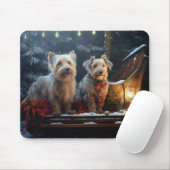 Australian Terrier Snowy Sleigh Weihnachtsdekor Mousepad (Mit Mouse)
