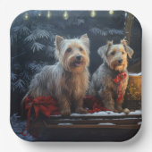 Australian Terrier Snowy Sleigh Weihnachtsdekor Pappteller (Vorderseite)