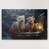 Australian Terrier Snowy Sleigh Weihnachtsdekor Puzzle (Horizontal)