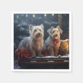 Australian Terrier Snowy Sleigh Weihnachtsdekor Serviette (Vorderseite)