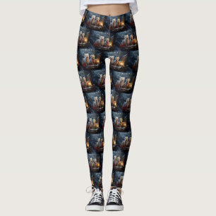 Australian Terrier Snowy Sleigh Weihnachtsdekorati Leggings