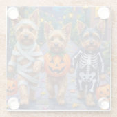 Australian Terrier Trick-or-Treating zu Halloween Glasuntersetzer (Rückseite)