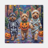 Australian Terrier Trick-or-Treating zu Halloween Magnet (Vorne)