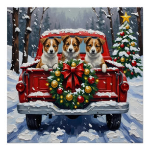 Australian Terrier Weihnachten Rotes Lastwagen Url Poster