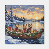 Australian Terrier Weihnachtsboot Urlaub Magnet (Vorne)