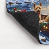 Australian Terrier Weihnachtsboot Urlaub Mousepad (Ecke)