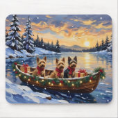 Australian Terrier Weihnachtsboot Urlaub Mousepad (Vorne)