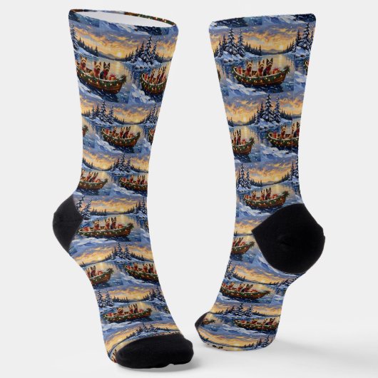 Australian Terrier Weihnachtsboot Urlaub Socken (Gewinkelt)