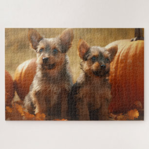 Australian Terrier Welpe Herbstfreude Kürbis Puzzle